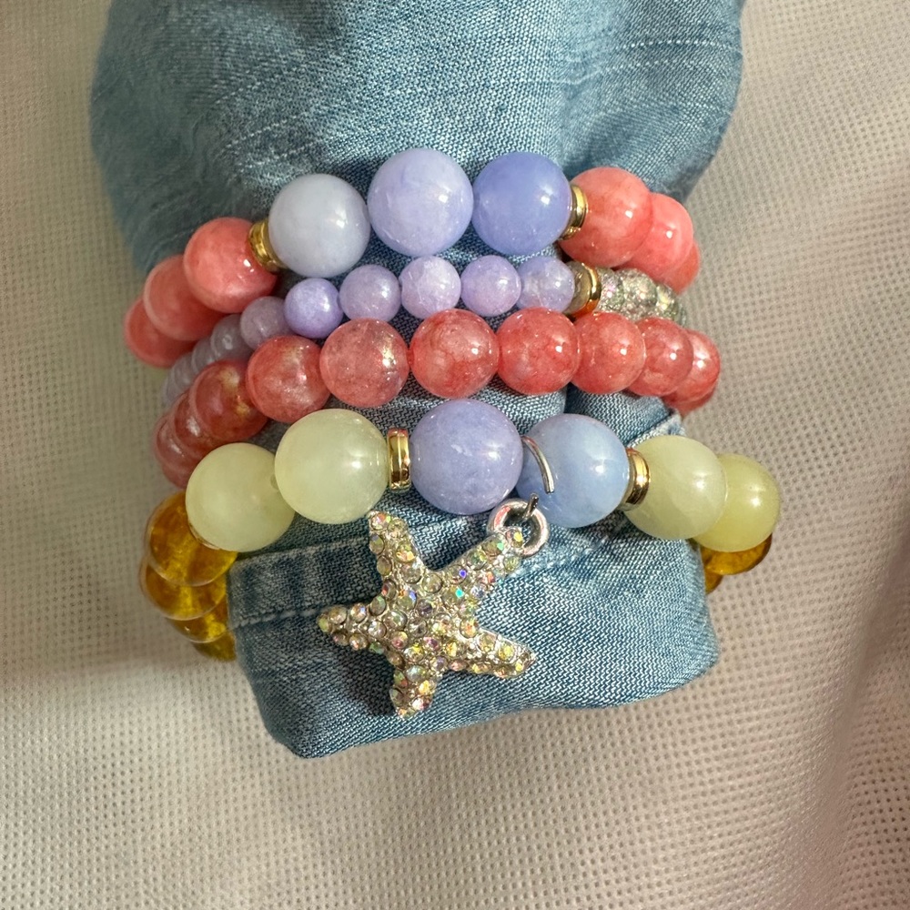 Genuine Gemstone Bracelets set of 4